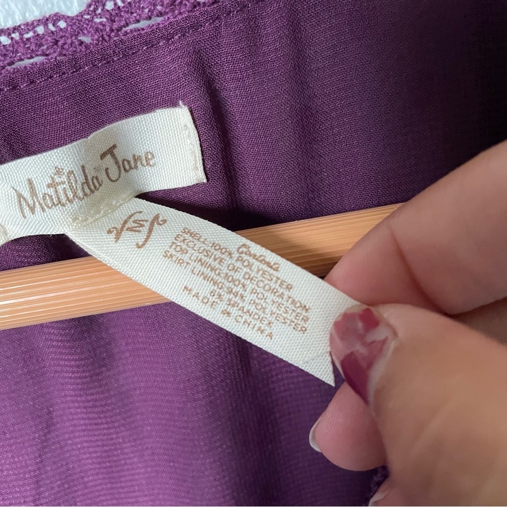 Matilda Jane Purple Pleated Sundress with Bishop Sleeves Size Medium - Picture 9 of 9
